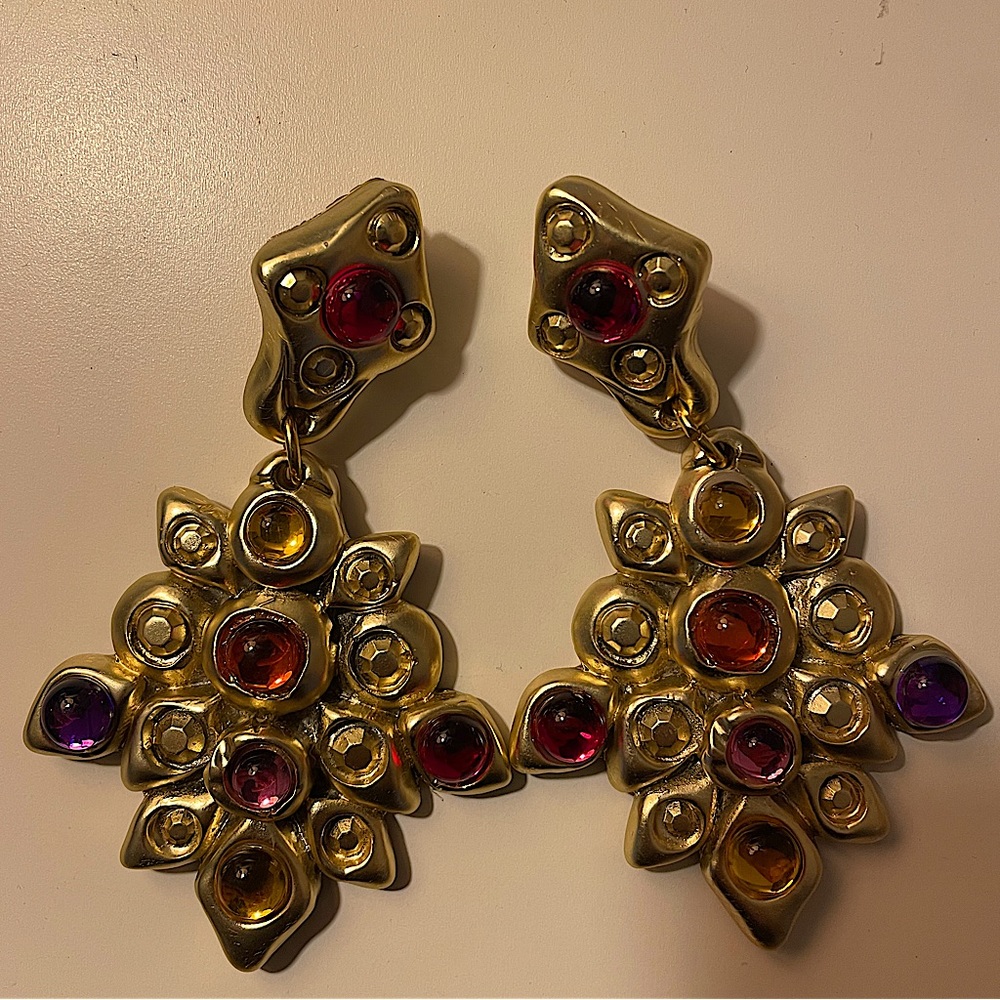 Vintage Gripoix Drop Earrings Clip-on